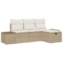  4-delt hage-sofa sett med puter Beige Polyrotting