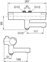 Mora MMIX II 334005 Badekarsbatteri 40 c/c, krom Innløp opp, Baderom