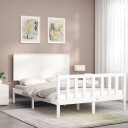 vidaXL Sengeramme med hodegavl hvit 140x200 cm heltre