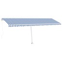 vidaXL Manuell uttrekkbar markise med LED 600x350 cm blå og hvit