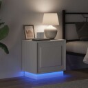  Nattbord med LED lys Hvit 44x34,5x45 cm
