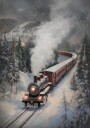 Snowfall Steam Train Poster Plakat / 50x70cm
