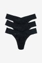 Hanky Panky   Stringtruser Signature Lace Original Rise Thong 3 pakning   Svart