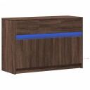  TV-benk med LED brun eik 91x34x61 cm konstruert tre