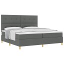  Box Spring Seng med Madrass Mørkegrå 200x200 cm Stoff