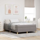  Boksfjær Seng med madrass Taupe og hvit 140 x 190 cm stoff