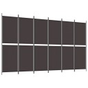 vidaXL Romdeler med 6 paneler brun 300x180 cm stoff