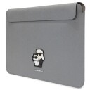 Karl Lagerfeld Saffiano Karl & Choupette 14" Laptopveske Sølv