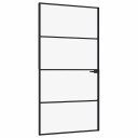 vidaXL Innerdør svart 102x201,5 cm herdet glass og aluminium slank