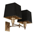 Vegglampe Lexington dobbel messing/svart