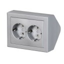 ABB Impressivo Hjørneboks 2-veis, jordet, utenpåliggende Aluminium