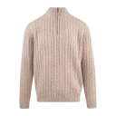 Walt Half-zip Camel XL Wool cable sweater