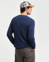 Kabelstrikket genser i bomull med rund hals DK JEANSBLUE MELANGE XXXL