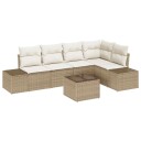  6 Delt Hagesofagruppe med puter i brun poly rattan