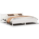  Sengeramme med madrass hvit 200x200 cm heltre furu 8721158408983