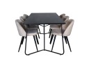 Venture Home Petra Spisegruppe 190 cm Rektangulær med 6 Velvet Stoler Sort