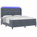  Box Spring Seng med Madrass & LED Mørk Grå 180x200 cm Fløyel