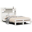  Seng med bokhylle uten madrass hvit 135x190 cm heltre furu 8721158383372