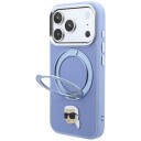Karl Lagerfeld Ring Stand 360 Karl Head Pin MagSafe-etui til iPhone 18/17 Pro Max Lyseblå