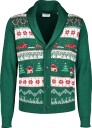 Lindbergh Xmas Shawl Collar Cardigan   GREEN   XL