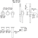 Vola 2411C-061A Badekarbatteri 160 mm tut, m/takdusj, Krom