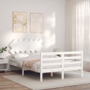 vidaXL Sengeramme med hodegavl hvit 4FT small double heltre