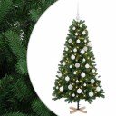 vidaXL Kunstig juletre med julekuler 150 cm 150 LED-lys Varmhvit PVC