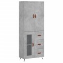 vidaXL Highboard betong grå 69,5x34x180 cm konstruert tre 8720845411848
