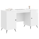 vidaXL Skrivebord Høgglans hvit 142,5 x 50 x 75 cm Konstruert tre