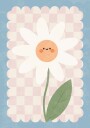 Smiley Flower On Pastel checkered Background Plakat Plakat / 21x30cm