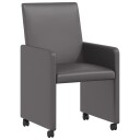  Spisebordsstoler med hjul 2 pcs Grå 57 x 66 x 94 cm Kunstlær