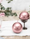 Partydeco 6 stk Metallisk Rose Gullfarget Kubbelys 12x6 cm