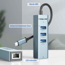 Lemorele TC43L 4-i-1 USB-C Hub med Gigabit Ethernet og USB