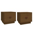 vidaXL Nattbord 2 stk honningbrun 40x34x35 cm heltre furu