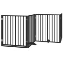 Vidaxl Hundeport Sammenleggbar 4 Paneler Svart 320 cm Poppeltre