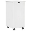 vidaXL Rullende skap med hjul Hvit 34 x 39 x 65,5 cm Massiv furu