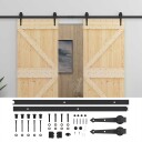 vidaXL Skyvedør 2 pcs Naturlig og svart Heltre furu