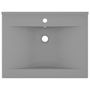 vidaXL Luksuriøs servant med kranhull matt lysegrå 60x46 cm keramisk