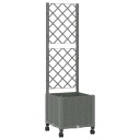 vidaXL Hageplanter med espalier og hjul Lysegrå 40 x 40 x 146 cm PP