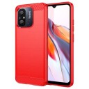 Xiaomi Redmi 12C Børstet TPU Deksel Karbonfiber Rød