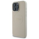 GUESS Grained Gold Ring MagSafe Mobildeksel til iPhone 16 Pro Max - Beige