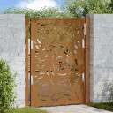 Hageport 105x130 cm oksidert stål flammedesign