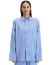 Tekla Poplin Pyjamas Long Sleeve Shirt Pin Stripes Undertøy Blå L
