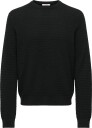 ONLY & SONS Onsloui Ls Structure Crew Reg Noos   Black   S