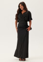 Bubbleroom Occasion Wrap Satin Gown Black 46