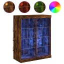vidaXL Skjenk med LED-lys røkt eik 81x37x100 cm