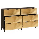  Serviesskap 2 pcs Svart og Gull 60 x 33 x 75 cm heltre mango