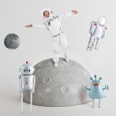 Partydeco Folieballong Astronaut med Streamers FB396
