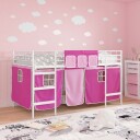  Kiddos Loft Senge Ramme med Gardiner Hvit og Rosa 99,5 x 200 cm