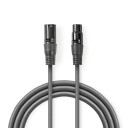 Nedis Balansert XLR 3-Pin Lydkabel 0.5 m Nikkelbelagt Mørk Grå Rund PVC